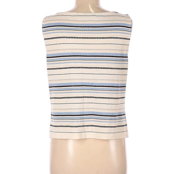 St. John Ivory Striped Print Santana Knit Sleeveless Top, M - Picture 2 of 2